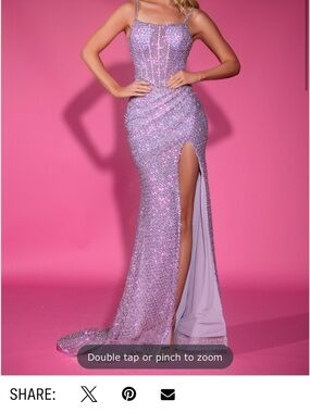 Portia and Scarlett Sparkling Lilac Mesh Sequin Dress with High Slit NWT